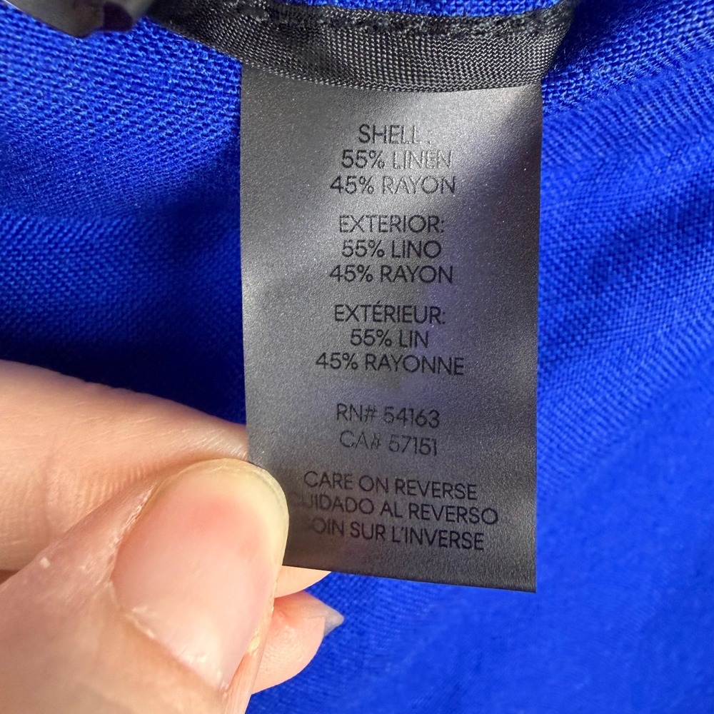 Calvin Klein Blue Linen Blend Pants Size 14 Coastal Office Trousers Minimalist - Picture 8 of 13